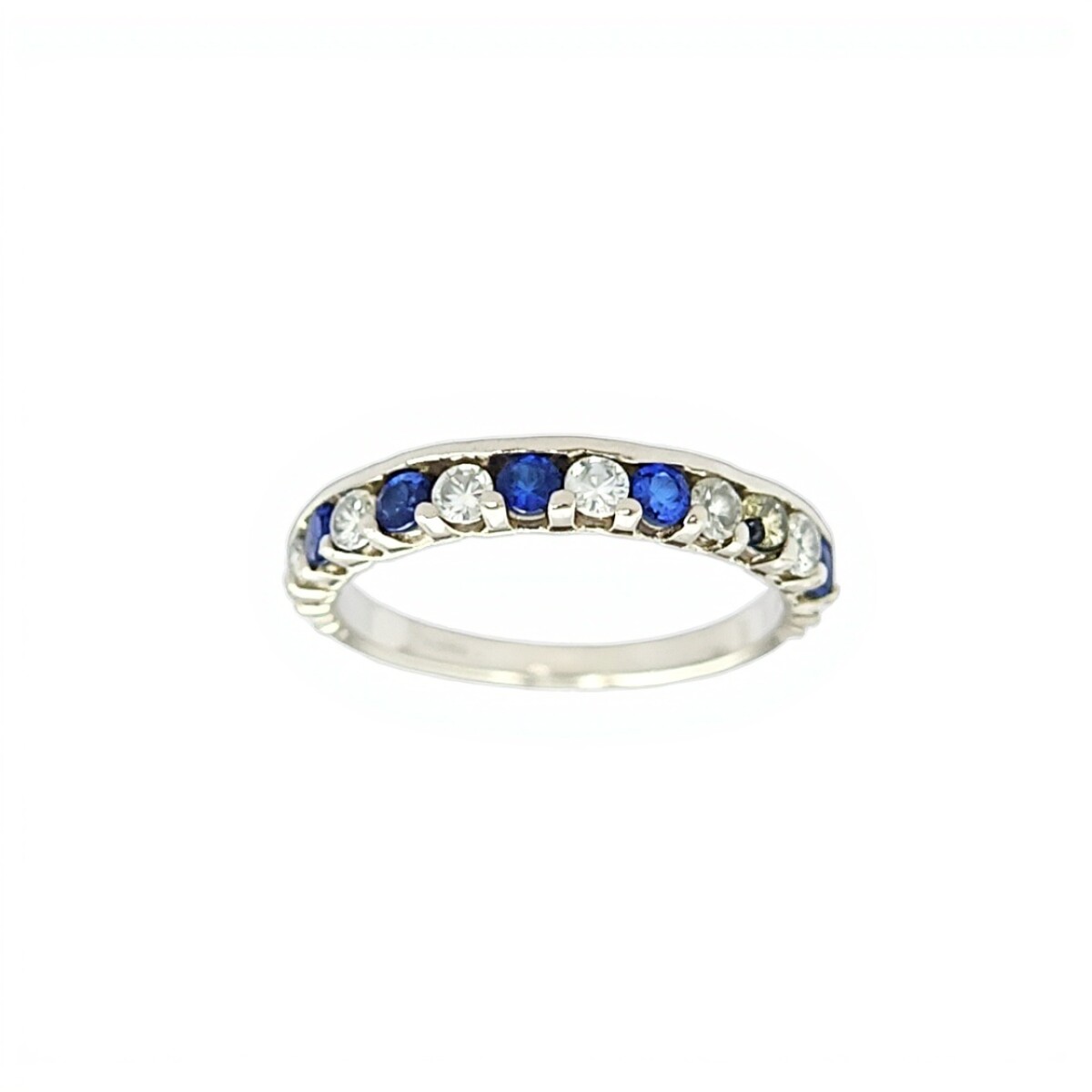 Anillo Sin Fin-Plata 950-Piedra Zafiro y Zirconia-AN3852 - conpiedra 
