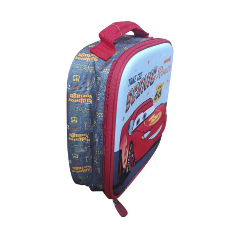 Lunchera 3D Térmica Escolar Cars 22 x 22 cm Oficial AZUL