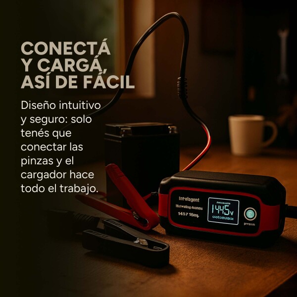 Cargador Bateria Inteligente Auto Moto Lancha Premium 14.6V® Color Rojo