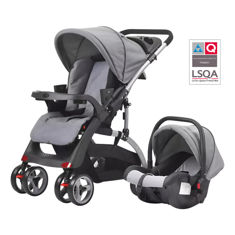 Coche De Paseo Para Bebe Travel System Color Gris Gris