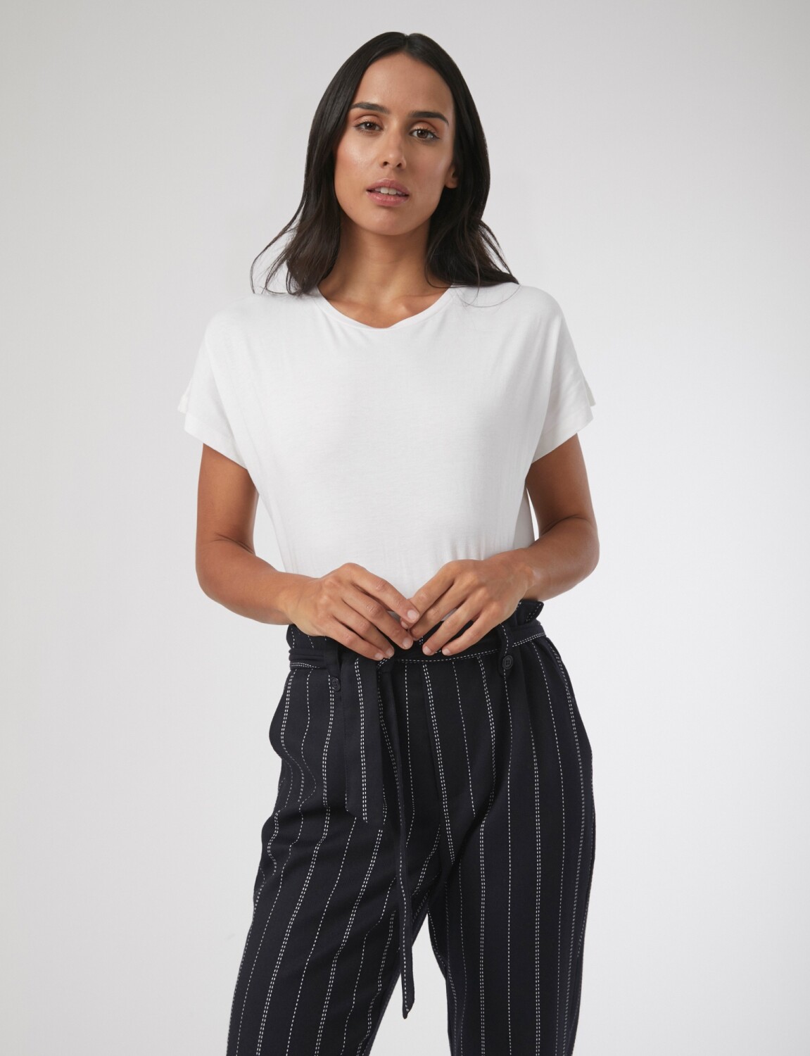 Pantalon rayado con lazo - azul marino — Lolita