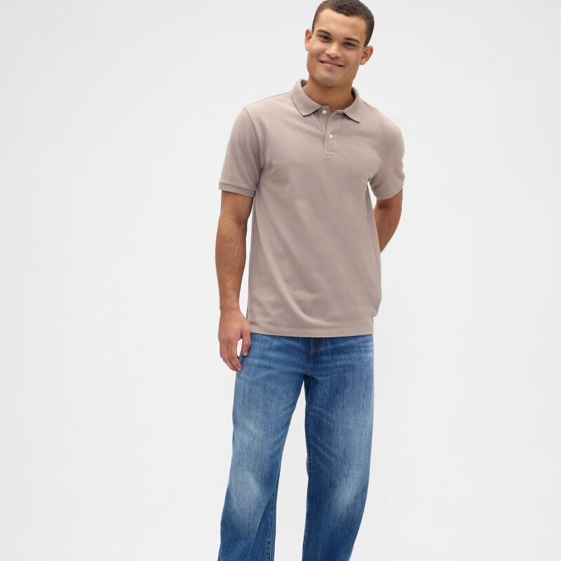 V-STRETCH PIQUE POLO - SOLID MEDIUM COOL BROWN