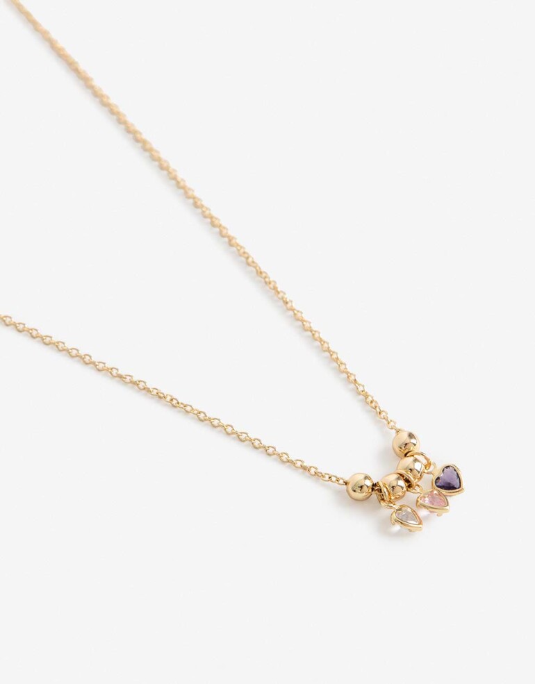 Cadena Corta con Dije Cubic zirconia Collar Corazón Cubic Zirconia - Dorado