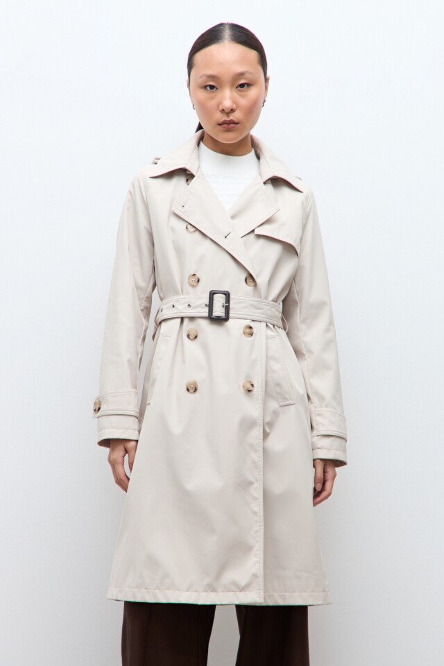 Trench impermeable capucha desmontable beige