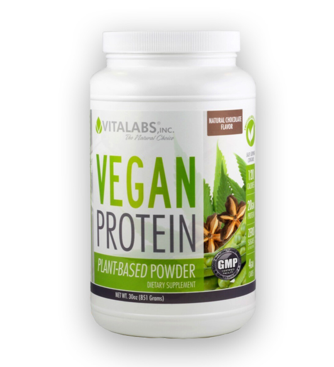 Vegan Protein – Vitalabs – 907grs sabor chocolate - MARRON 