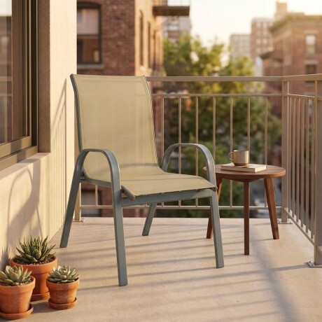 BUTACA DE EXTERIOR ACERO-Y-TEXTILINA NATURAL-BEIGE MANDALAY