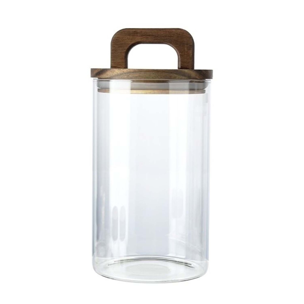 Frasco Recipiente Boro 1Lt en Vidrio y Tapa Madera Acacia - Transparente 