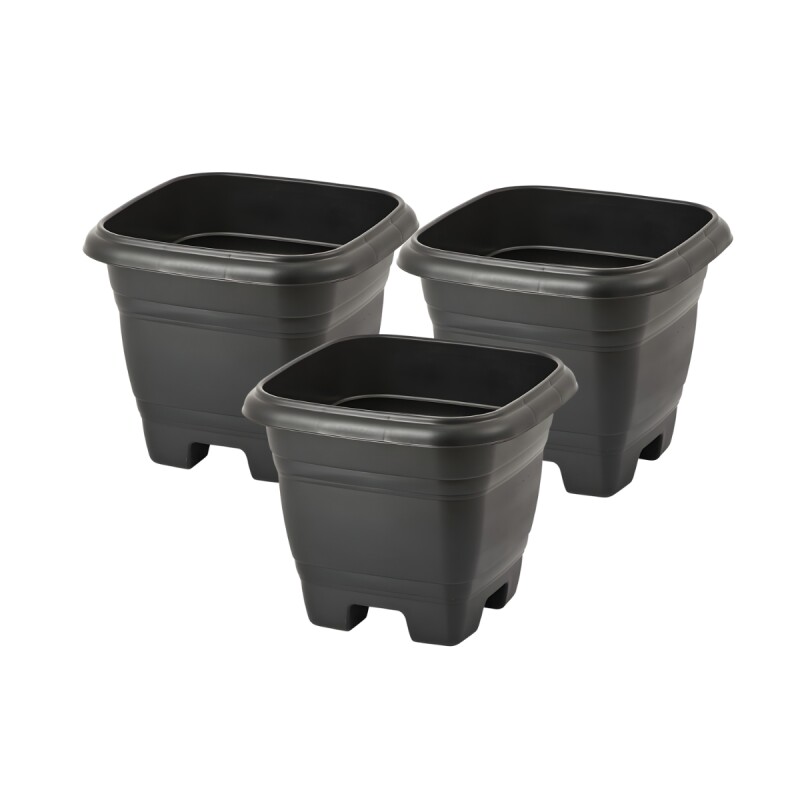 Set x3 maceta mediana cuadrada 4,3 lts NEGRO