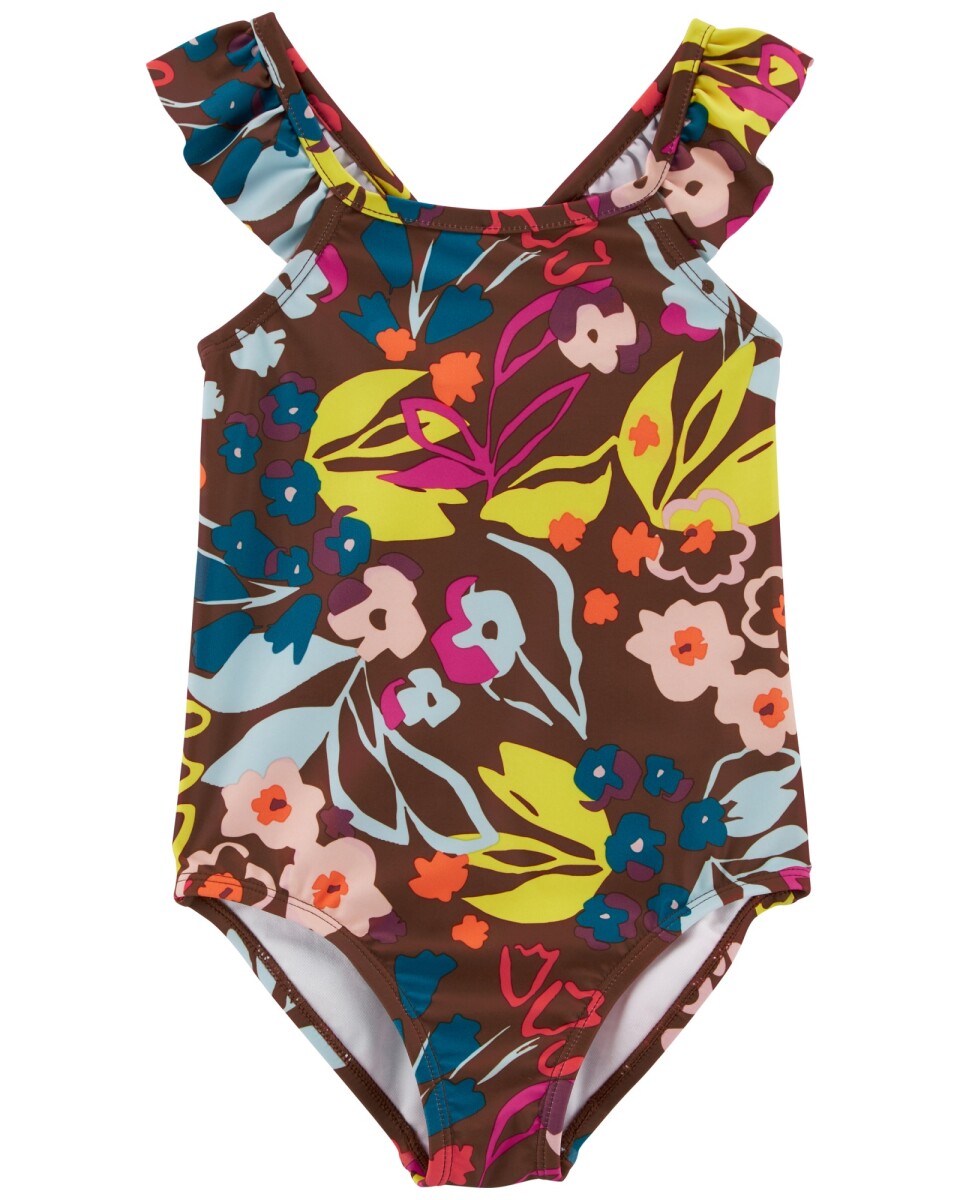 Traje de baño una pieza con protección UPF 50+ y diseño floral 