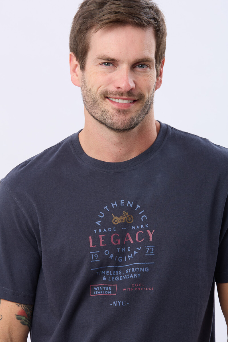 REMERA ESTAMPADA DE ALGODÓN - Azul 