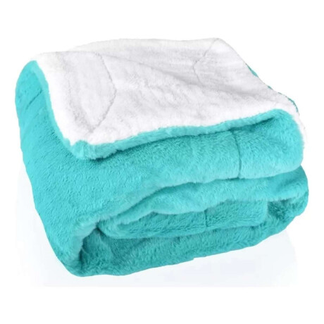 Frazada Reversible Polar Sherpa 1 Plaza 150x200 Verde agua