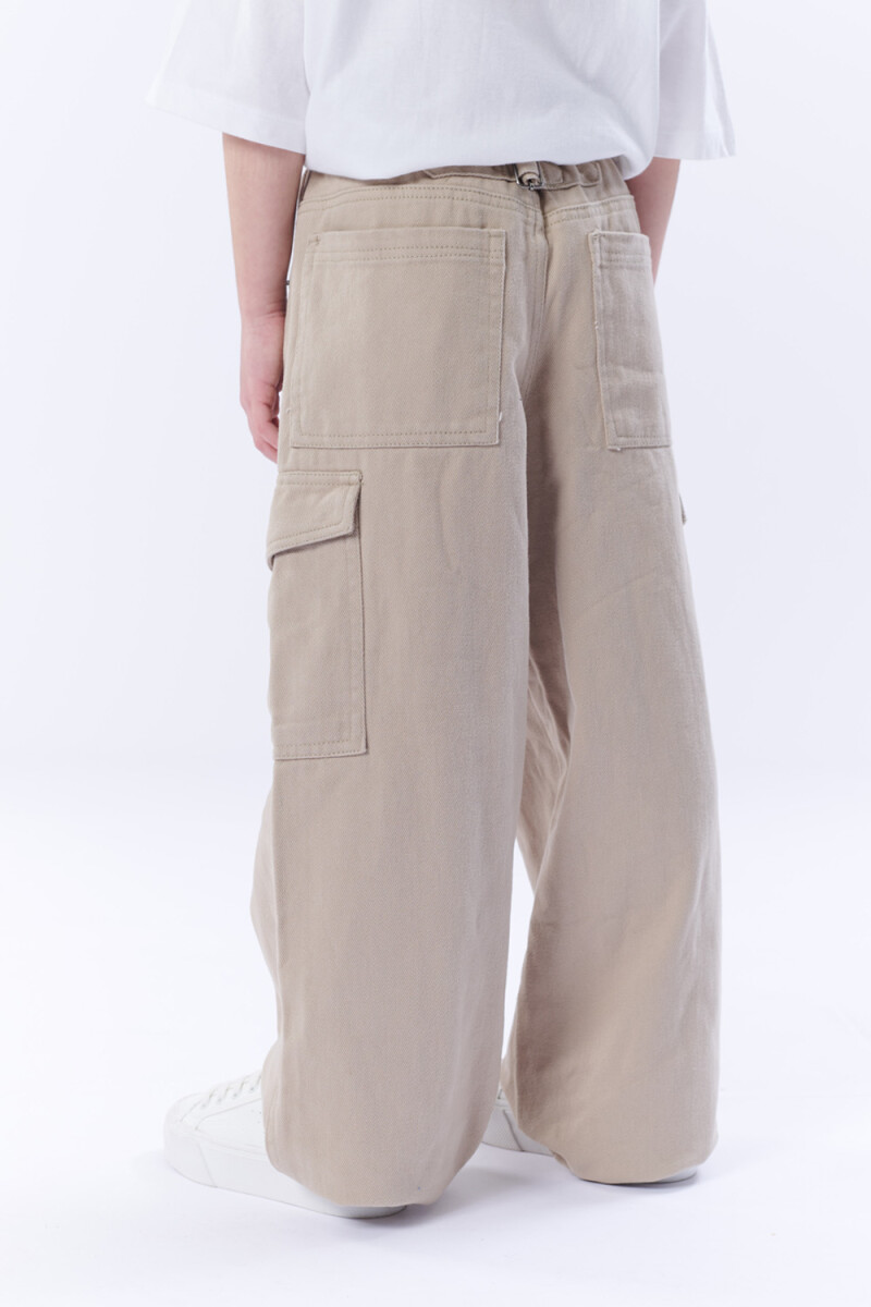 Pantalón Jean Cargo Beige