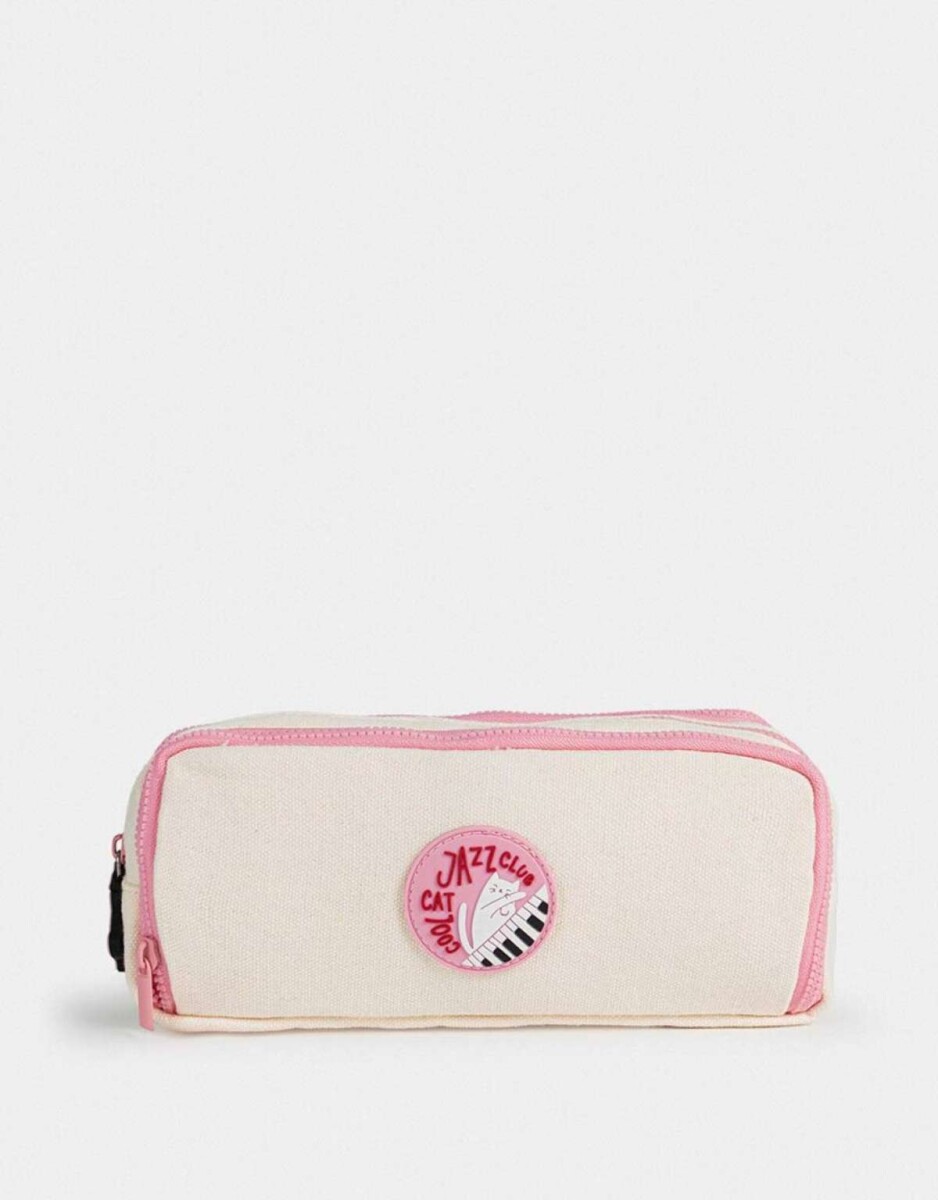 Cartuchera Estampada De Tres Compartimentos - Blanco Crudo 