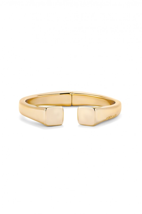 PULSERA RÍGIDA BAÑADA ORO 18K ACABADO LISO Y FORMA CUADRADA Pulsera