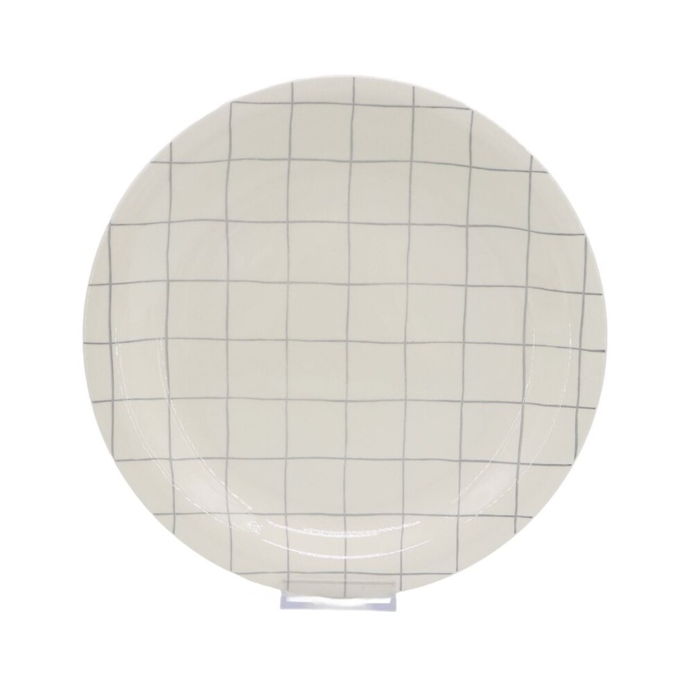 Plato De Mesa Cerámica D26.5Cm Quadra Blanco/Gris PLATO DE MESA CERAMICA D26.5CM QUADRA BLANCO/GRIS