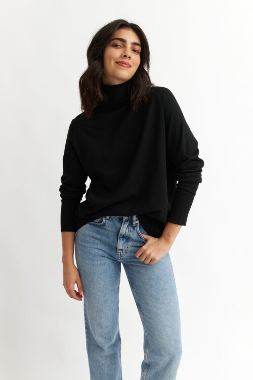 Sweater cuello rompeviento NEGRO