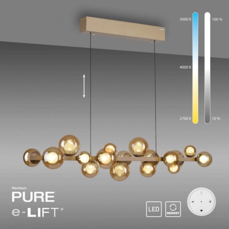Colgante led 18 esferas 32w motorizado a control remoto con varias funciones DORADA