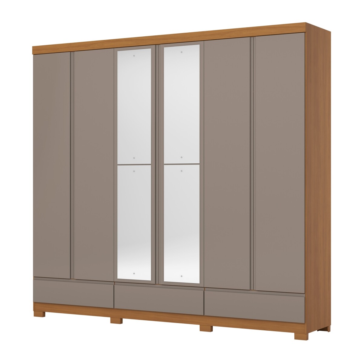 ROPERO IMPERIAL 6 PUERTAS 9 CAJONES CON ESPEJOS GUARDARROPA CLOSET ARMARIO 100% MDF - CANELA 