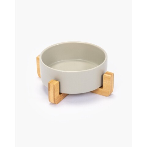 Comedero cerámica y bambú 16*16cm, Gris Comedero Cerámica Y Bambú 16*16cm, Gris