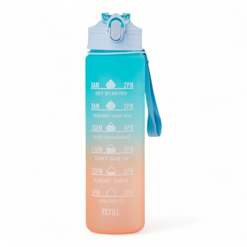 Pack De 3 Botellas De Agua Motivacional Gym Celeste