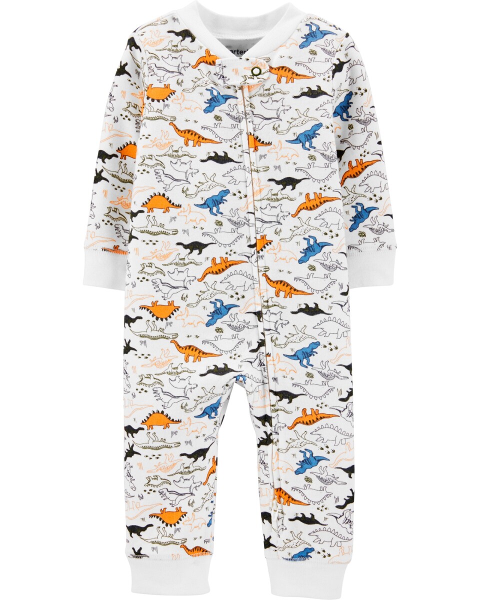 Pijama de algodón con cierre diseño dinosaurios 