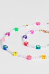 Set collar y pulsera de perlas y dije flores multicolor