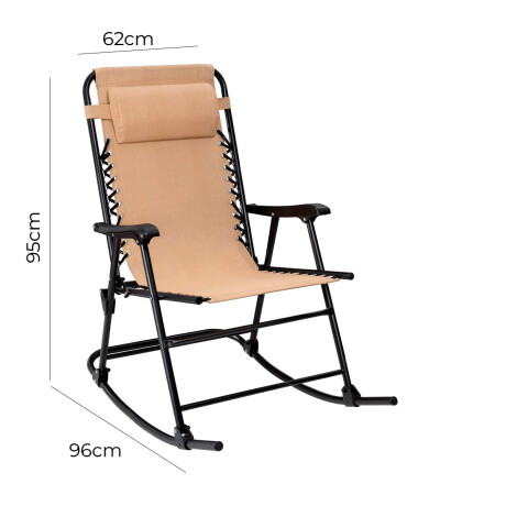 Silla Reposera Mecedora Plegable Con Almohadilla Beige