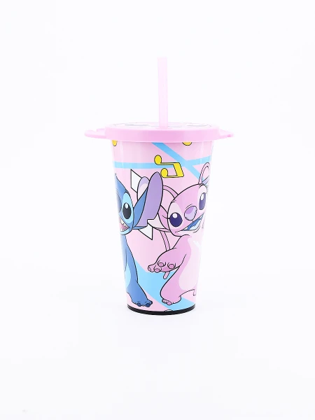 VASO CON SORBITO STITCH ROSADO