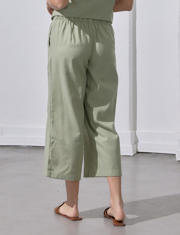 Pantalon Crop Lino VERDE