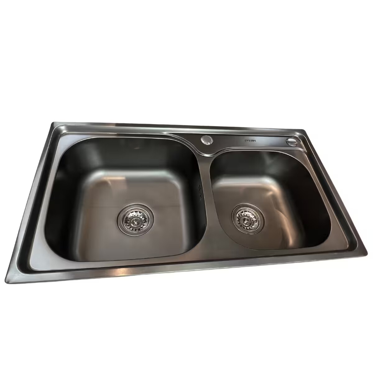 Pileta Doble Cocina Negra Acero Inox. 78x43x19 Cm 
