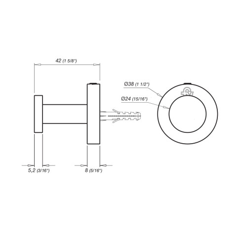 Percha Simple Cromada Linea Lilo 3.8Cm De Diametro CROMO