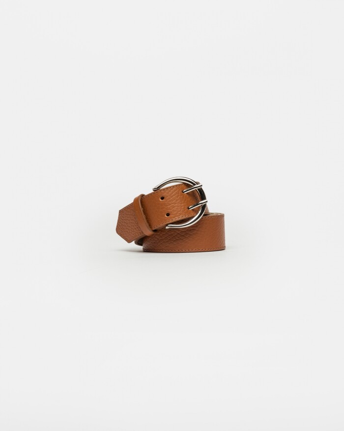 Cinturon Indie En Cuero Graneado Marron