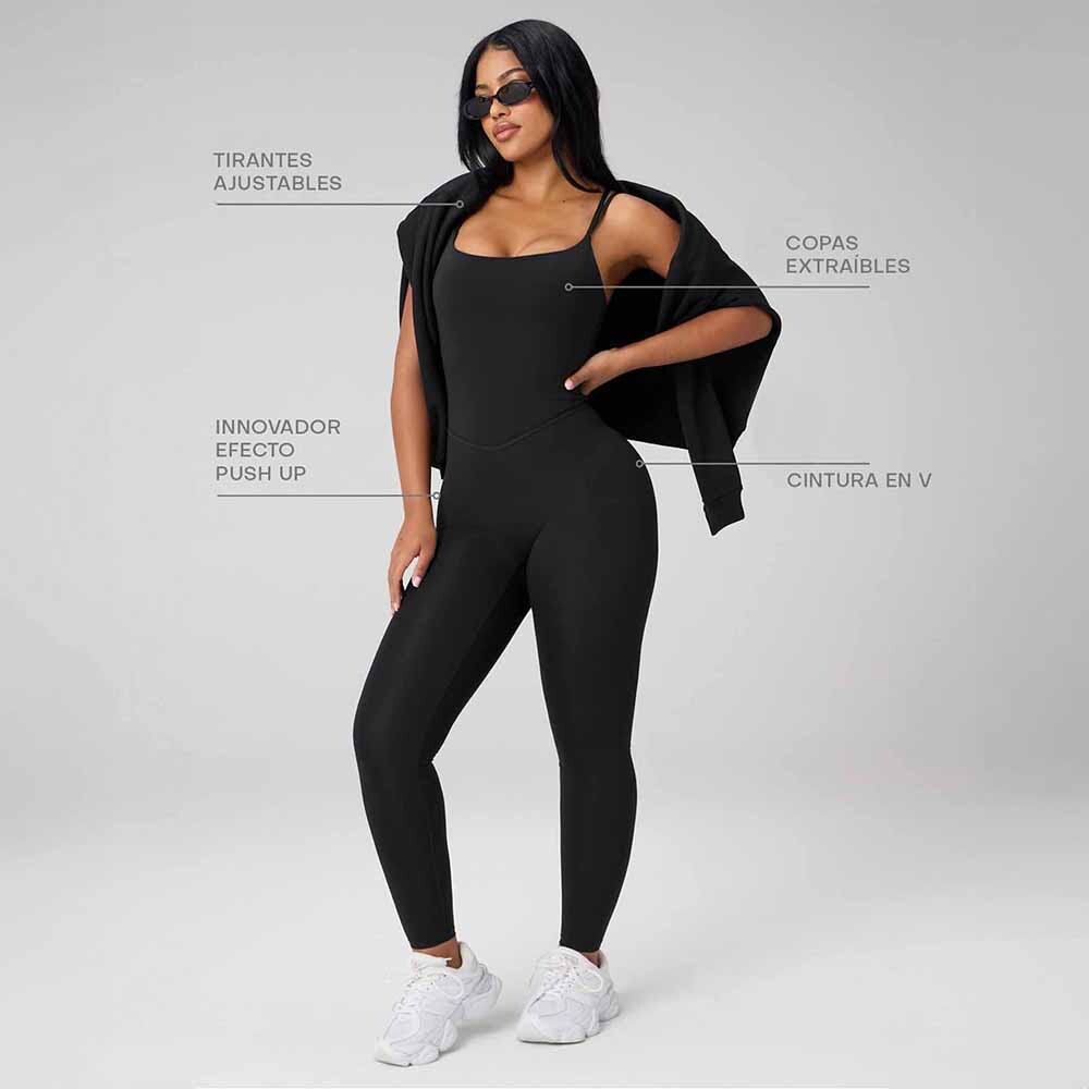 Enterizo Booty Scrunch PureLuxe V-Back Mujer Black