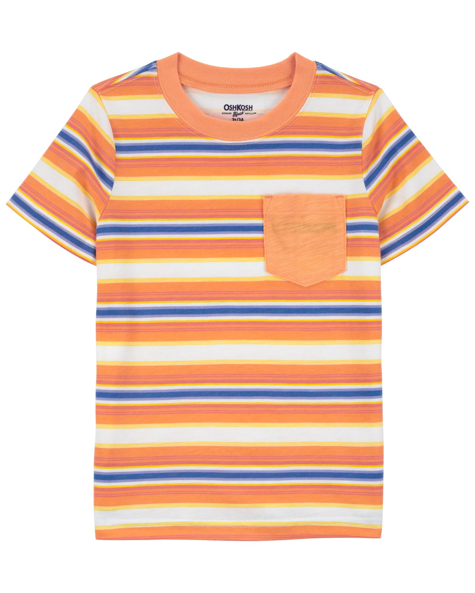 Remera de algodón, manga corta diseño a rayas Sin color