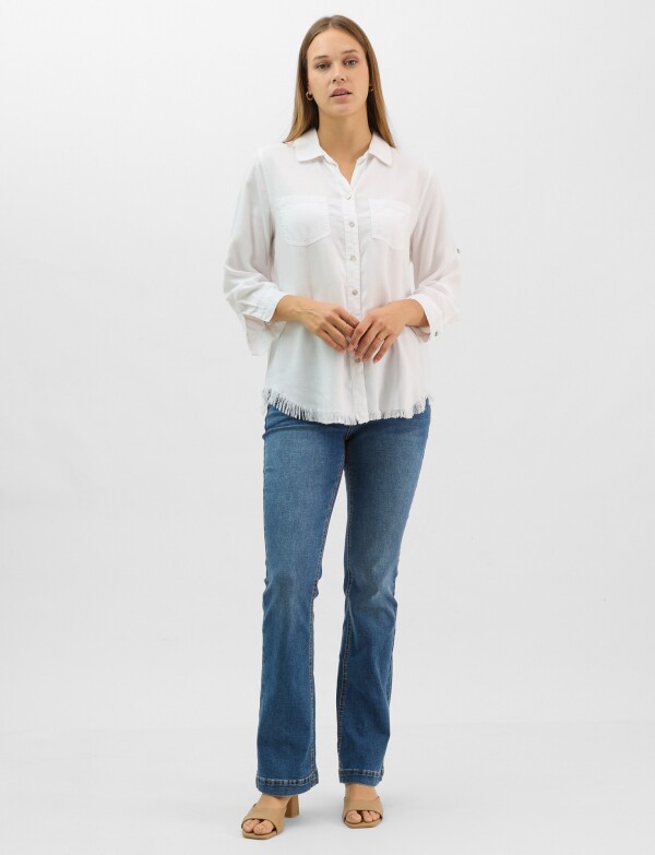 Camisa Tencel Flecos BLANCO