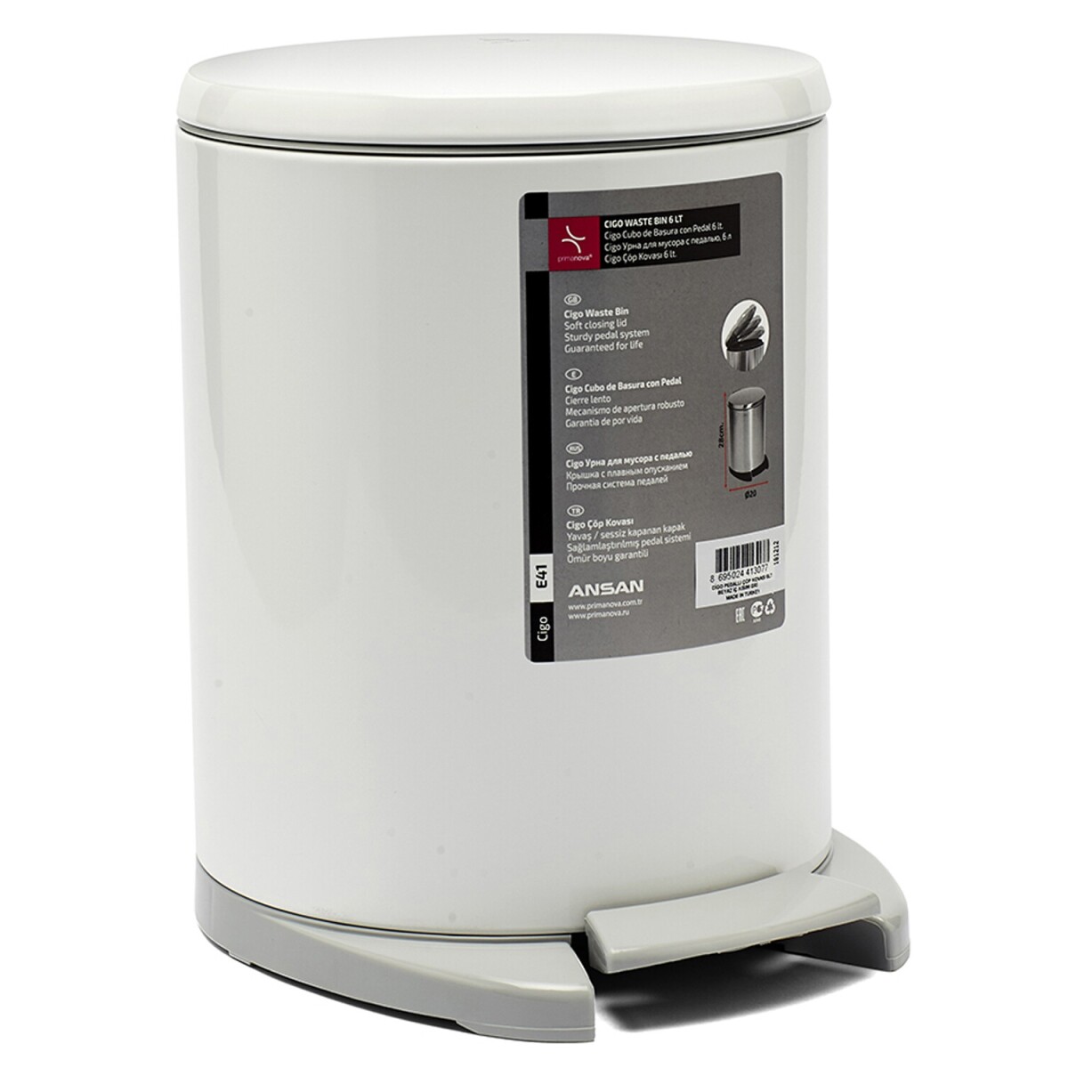 Papelera de acero inoxidable Cigo 6 litros 