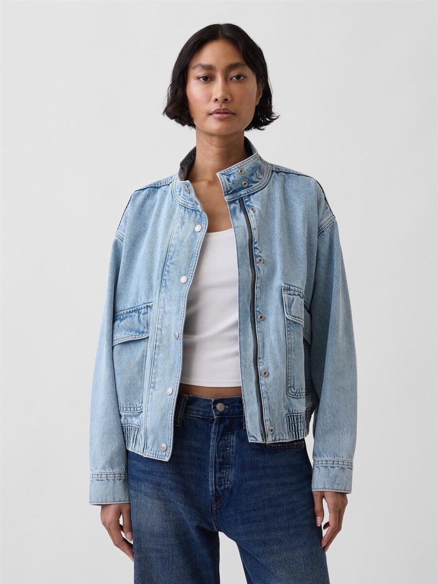 Campera De Jean Bomber - Light Wash 