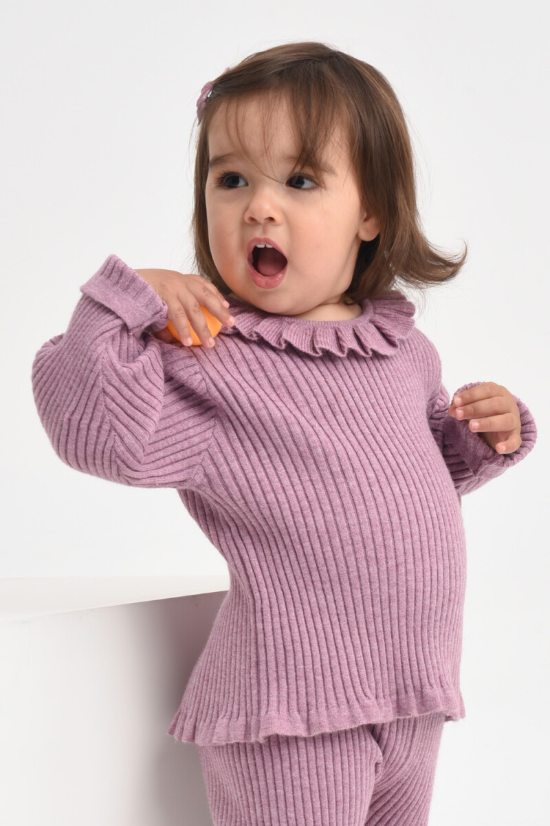 Sweater de punto cuello con volado - Purpura 