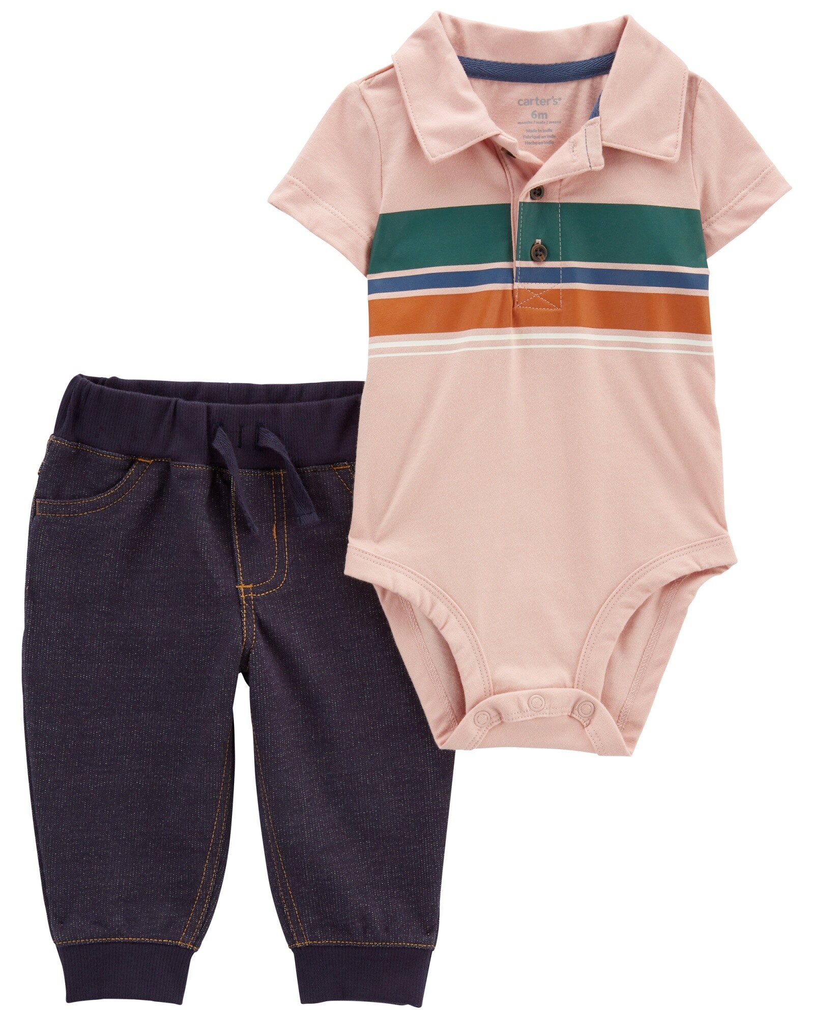 Set dos piezas pantalón y body polo de algodón Sin color
