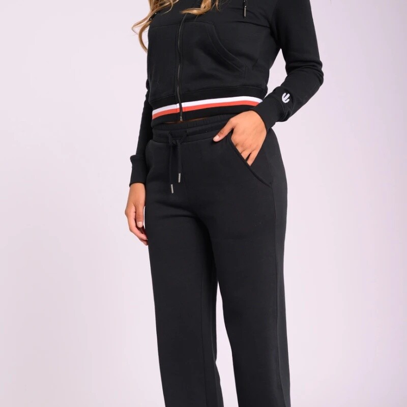 Pantalon Dama Alg.C/Felpa Ancho Canva XS-XL Negro