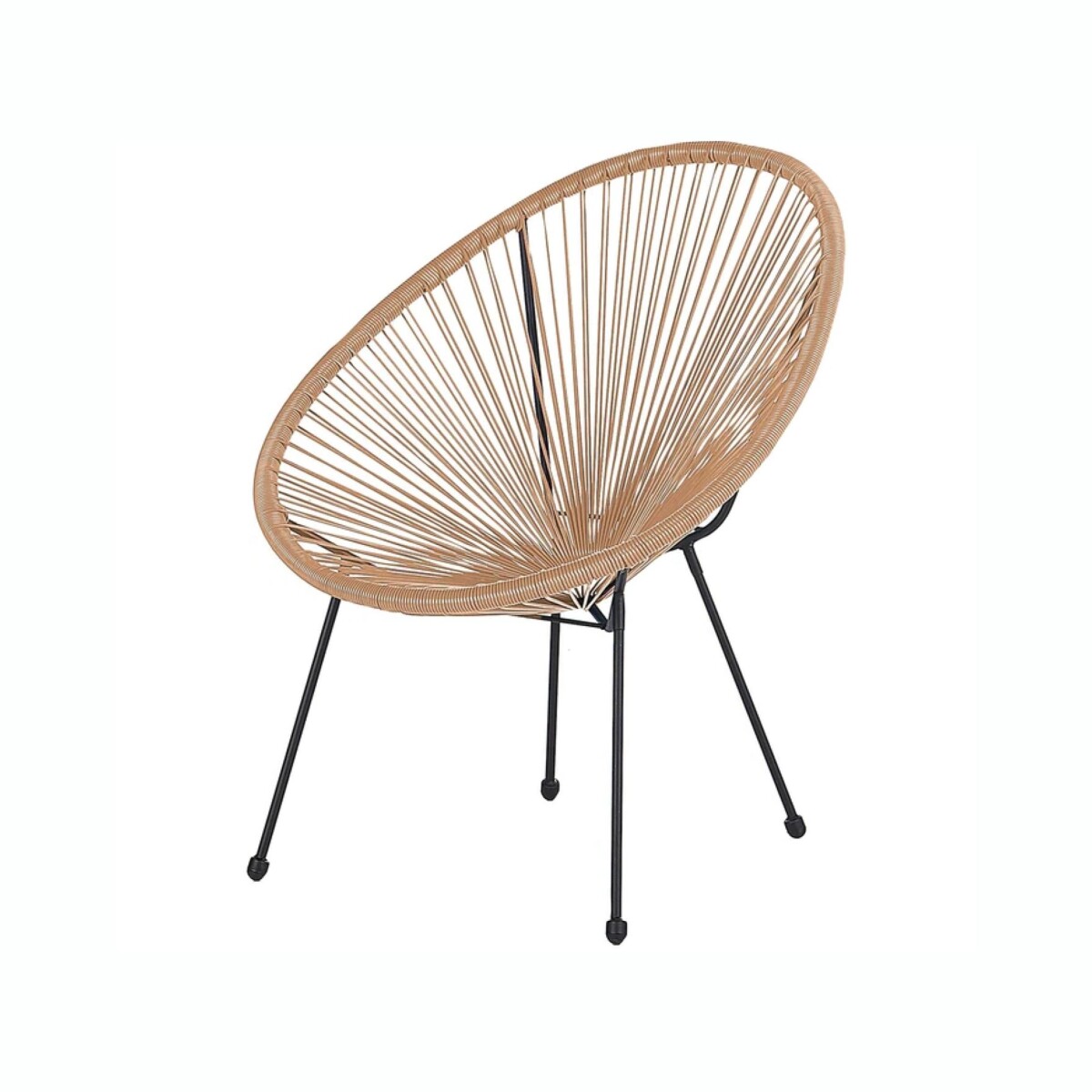 Silla Ovalada Símil Rattán RUSTICO SC-093KD Con Estructura de Acero - Beige 