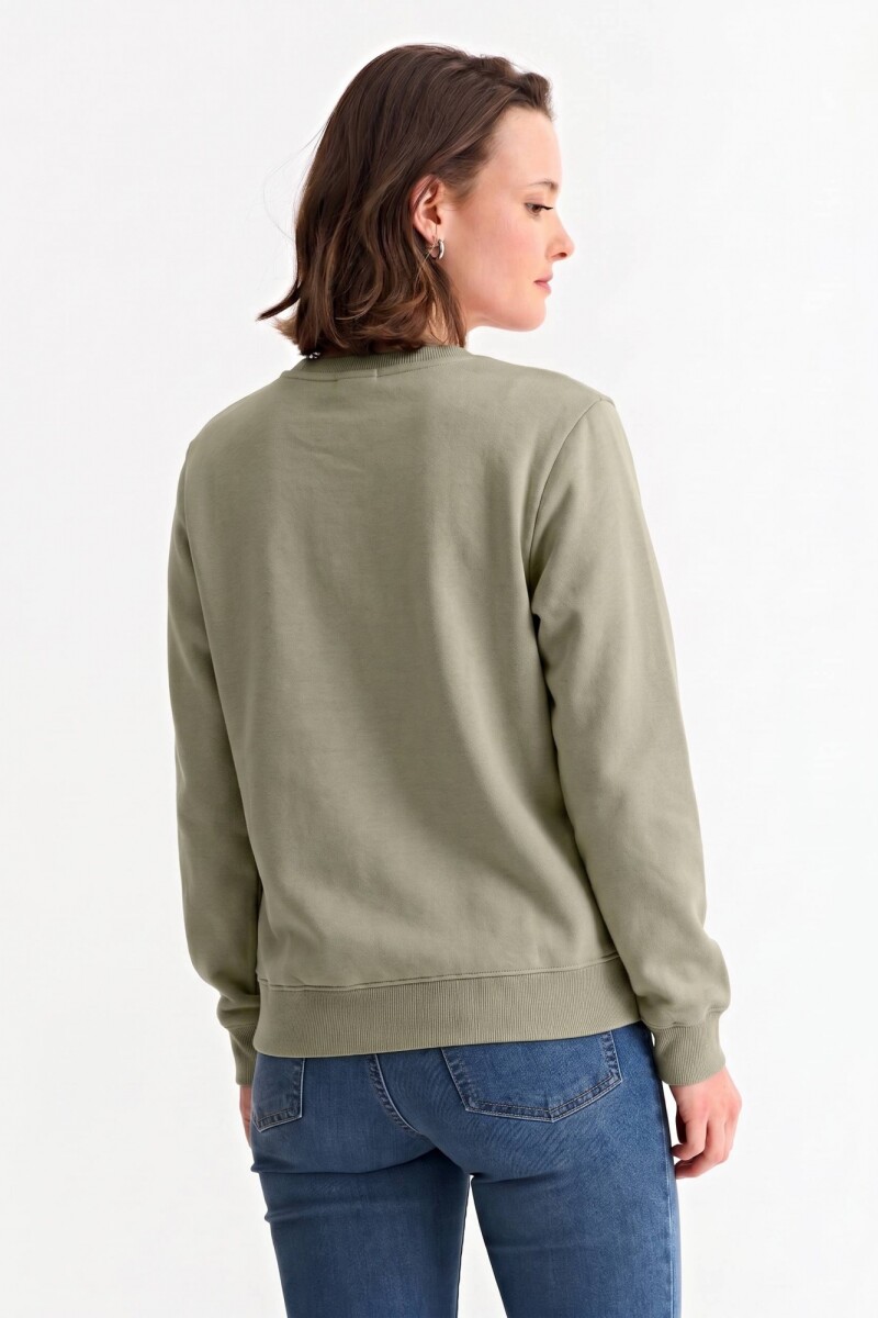 Buzo deportivo clásico escote redondo - UNISEX VERDE OLIVA