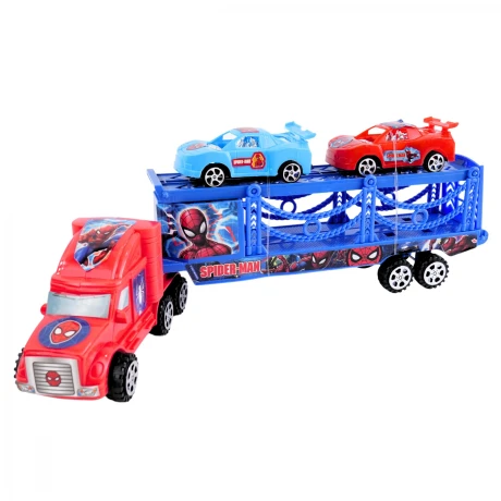 Camion cigueña a friccion de Spiderman con 2 autos Camion cigueña a friccion de Spiderman con 2 autos