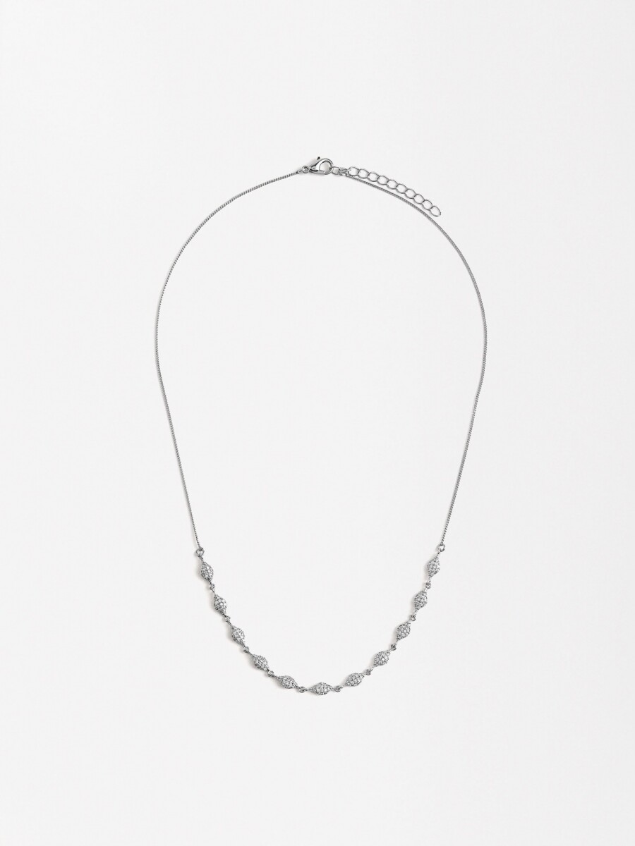 Collar Corto Con Circonitas plateado