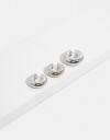 Aros Sets Metal Set De Earcuffs Chunky - Plateado Rodio