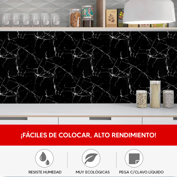 Revestimiento De Pared Flexible PLACA PVC MARMOL 244X120 DISEÑO NEGRO