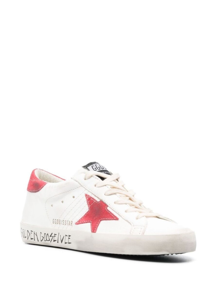 Golden Goose-Championes de cuero acordonados, Super Star - Blanco 