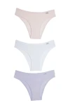 DEL RIO Pack trio bikini algodón Doce/Bco/Lila