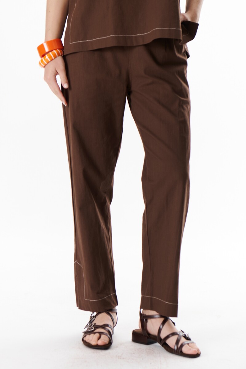 PANTALON LINO STRECH MARRON