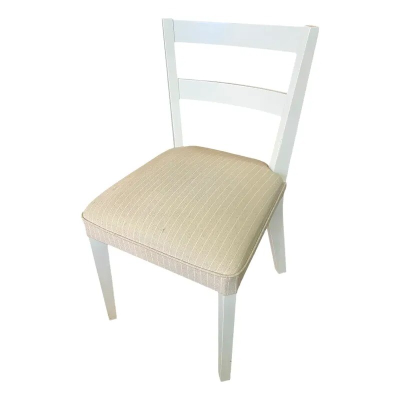 Silla laca blanca tapizada tela beige - PRODUCTO CON DETALLES Silla laca blanca tapizada tela beige - PRODUCTO CON DETALLES